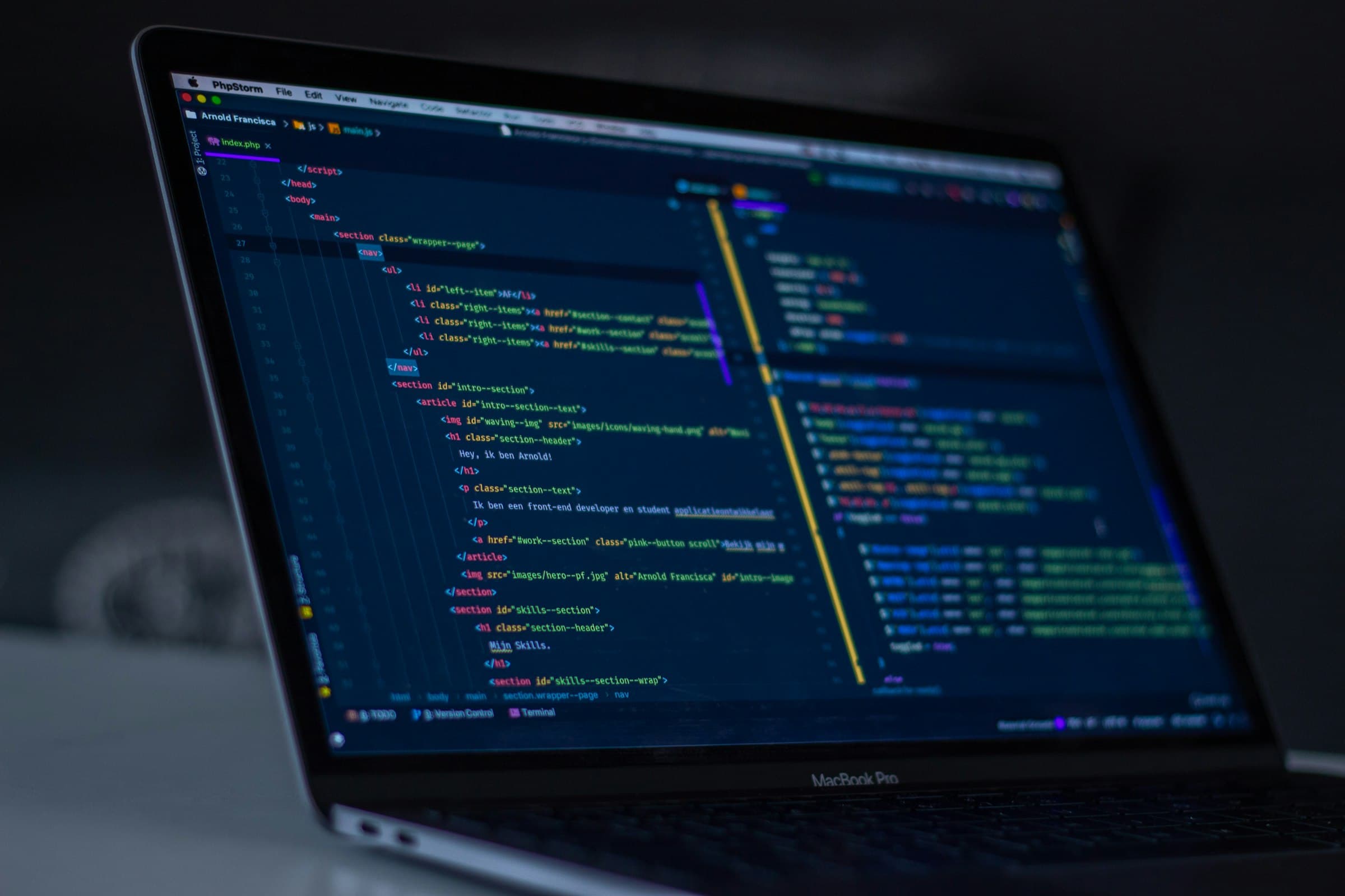 Custom software development and code on screen Custom software development and code on screen